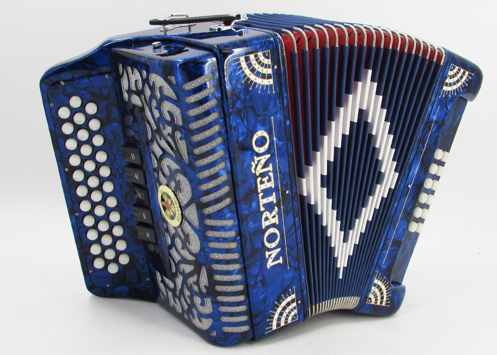 Norteño Brand Accordion 5 Registers Blue Pearl/White Sun Gabbanelli