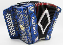 Norteño Brand Accordion 5 Registers Blue Pearl/White Sun