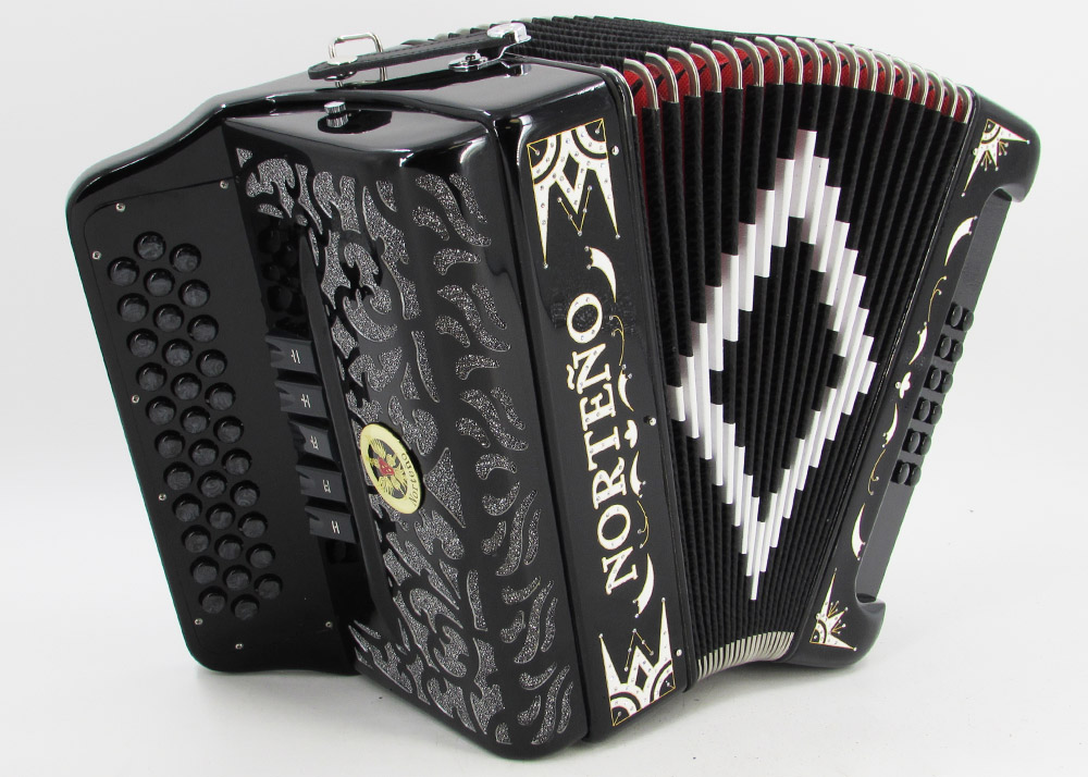 Acordeon Marca Norteño 5 Registros Negro/Euro Blanco