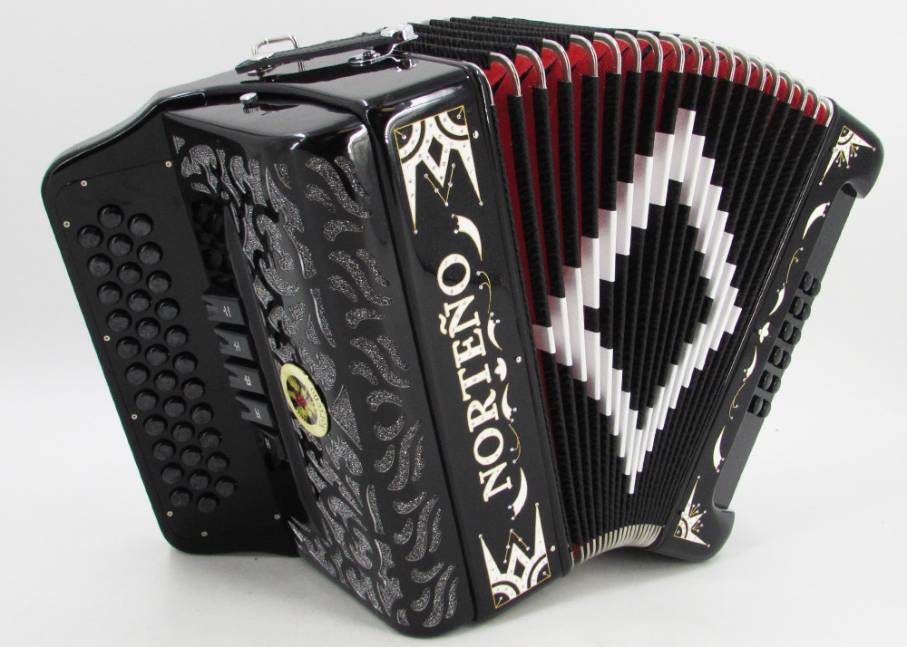 Norteño Brand Accordion 5 Registers Black/White Euro