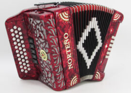Norteño Brand Accordion 5 Registers Red/White Sun