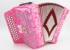 Norteño Brand Accordion 3 Registers Pink/White Sun
