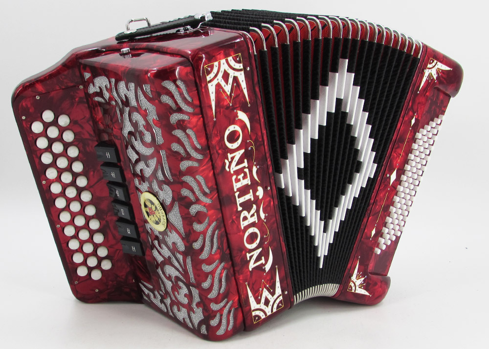 Norteño Brand Accordion Red 6 Registers 1 Tone Gabbanelli Accordions