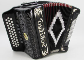 Norteño Brand Accordion Black 6 Registers 1 Tone