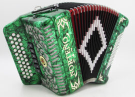 Norteño Brand Accordion Green 6 Registers 1 Tone