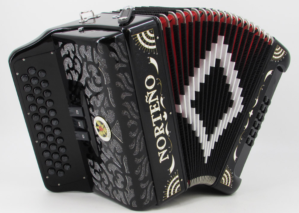 Acordeon Marca Norteño 3 Registros Negro/Sol Blanco