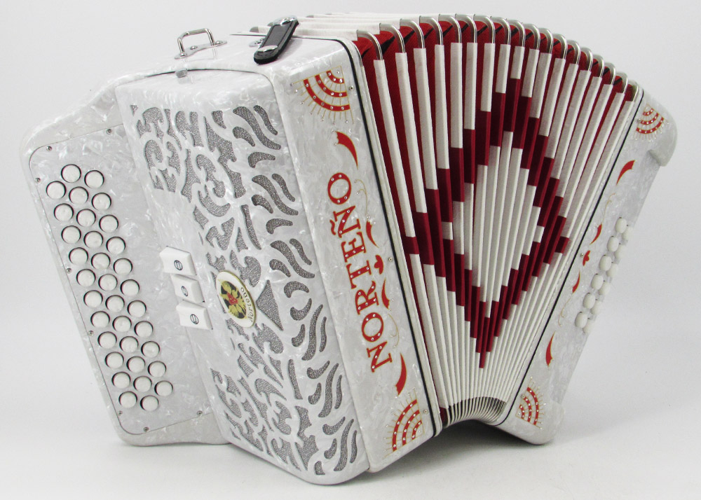 Acordeon Marca Norteño 3 Registros Blanco/Sol Rojo