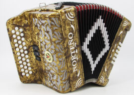 Norteño Brand Accordion 3 Registers Brown/White Sun