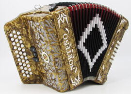 Norteño Brand Accordion 3 Registers Brown/White Euro