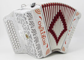 Acordeon Marca Norteño 3 Registros Blanco/Sol Rojo