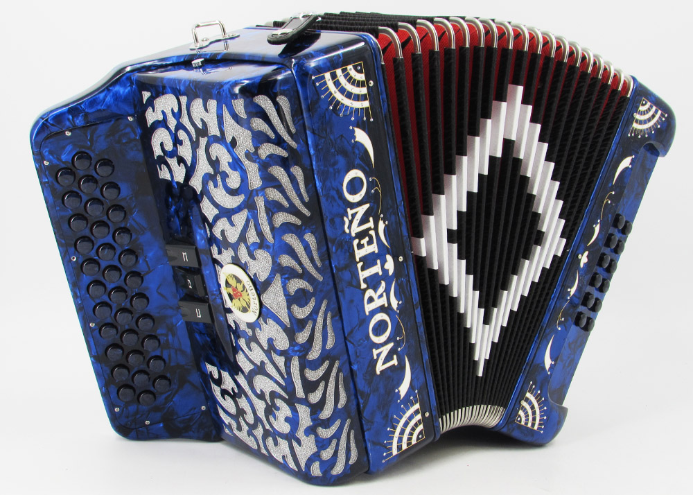 Norteño Brand Accordion 3 Registers Blue Pearl/White Sun