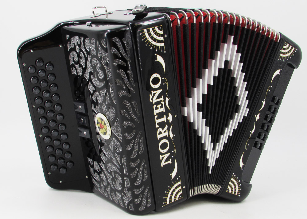 Norteño Brand Accordion 3 Registers Black/White Sun Gabbanelli Accordions