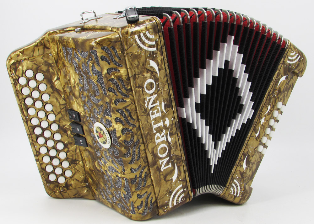 Norteño Brand Accordion 3 Registers Brown/White Sun