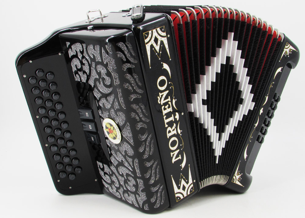 Acordeon Marca Norteño 3 Registros Negro/Euro Blanco