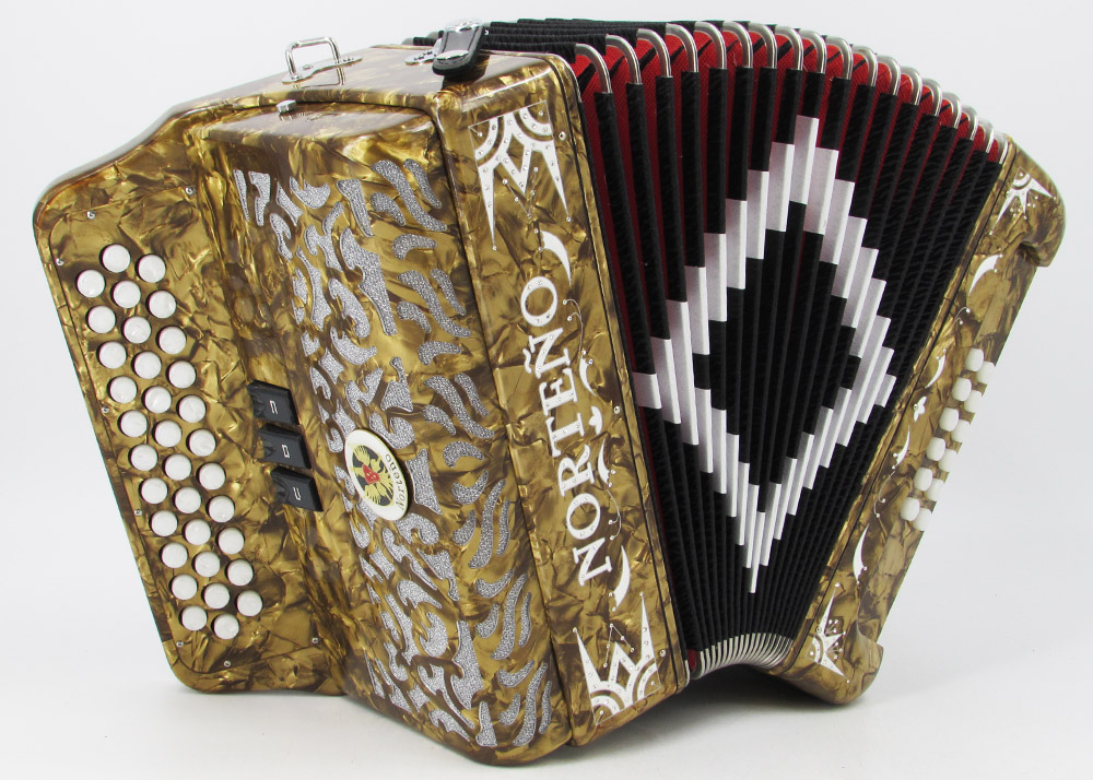 Norteño Brand Accordion 3 Registers Brown/White Euro