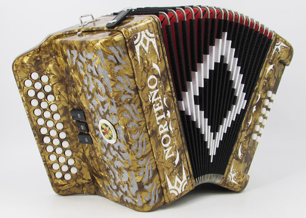 Acordeon Marca Norteño 3 Registros Cafe/Euro Blanco