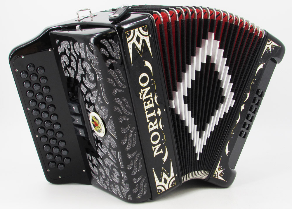 Norteño Brand Accordion 3 Registers Black/White Euro