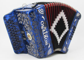 Acordeon Marca Norteño 3 Registros Azul Perla/Sol Blanco