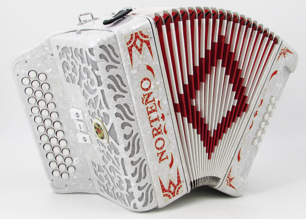 Acordeon Marca Norteño 3 Registros Blanco/Euro Rojo