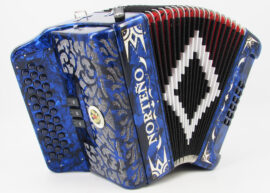 Norteño Brand Accordion 3 Registers Blue Pearl/White Euro