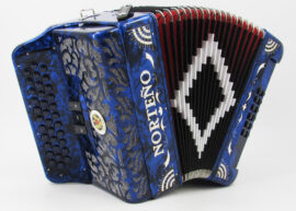 Norteño Brand Accordion 3 Registers Blue Pearl/White Sun