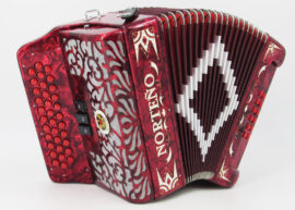 Norteño Brand Accordion 3 Registers Red/White Euro