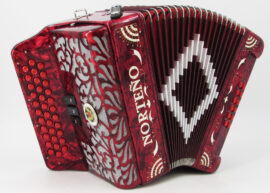 Norteño Brand Accordion 3 Registers Red/White Sun