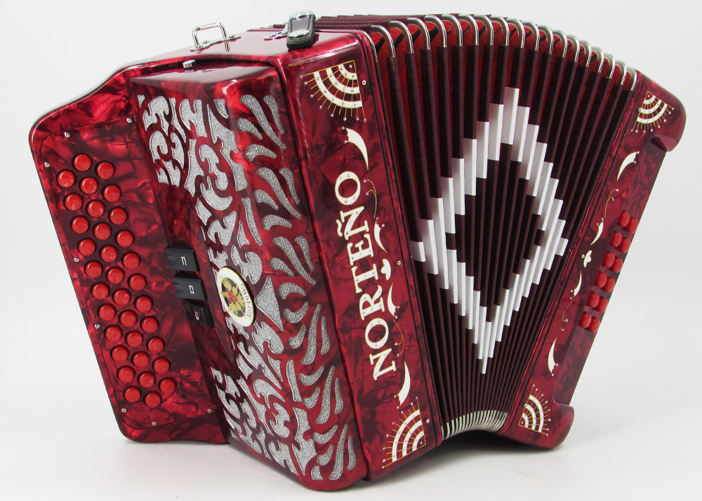 Acordeon Marca Norteño 3 Registros Rojo/Sol Blanco - Gabbanelli Accordions