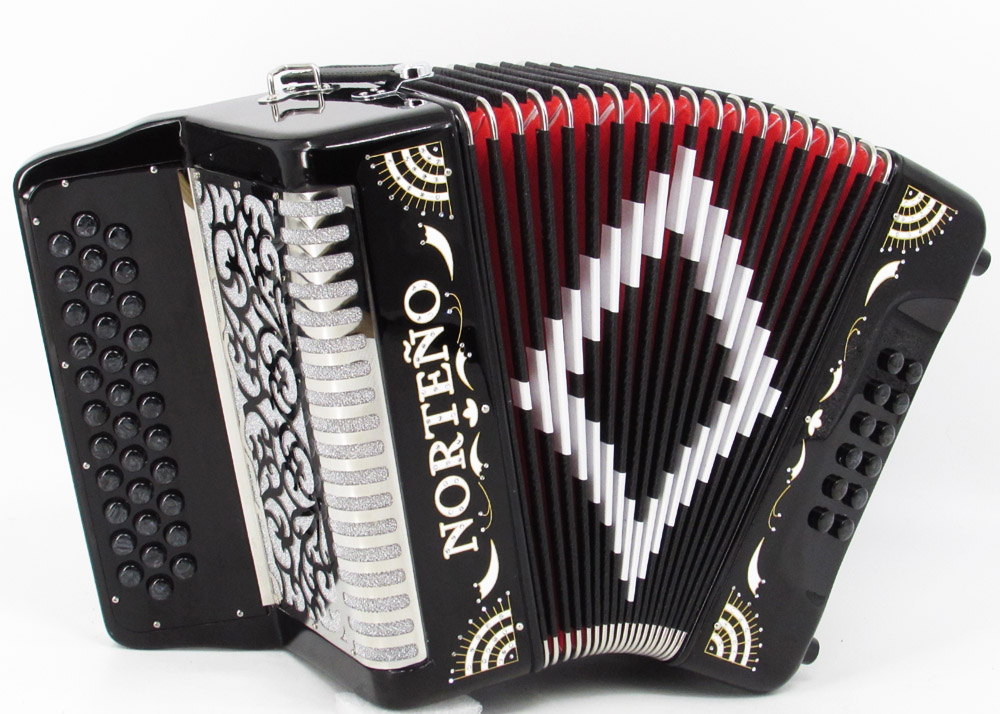 Acordeon Marca Norteño Sin Registros Compacto Negro/ Sol Blanco
