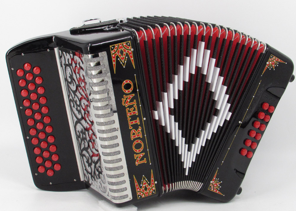 Norteño Brand Accordion No Registers Compact Black/ Red Euro