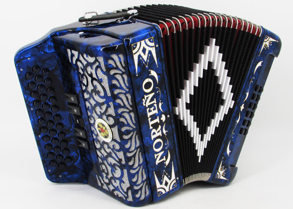 Norteño Brand Accordion 5Registers Blue/White Euro