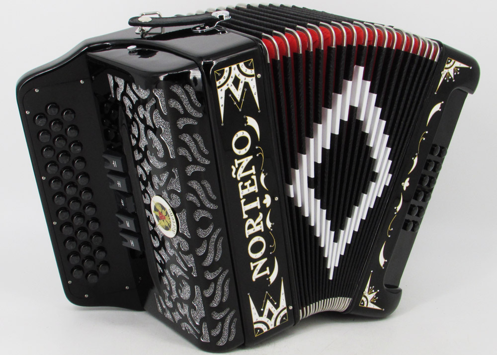 Norteño Brand Accordion 5Registers Black/White Euro
