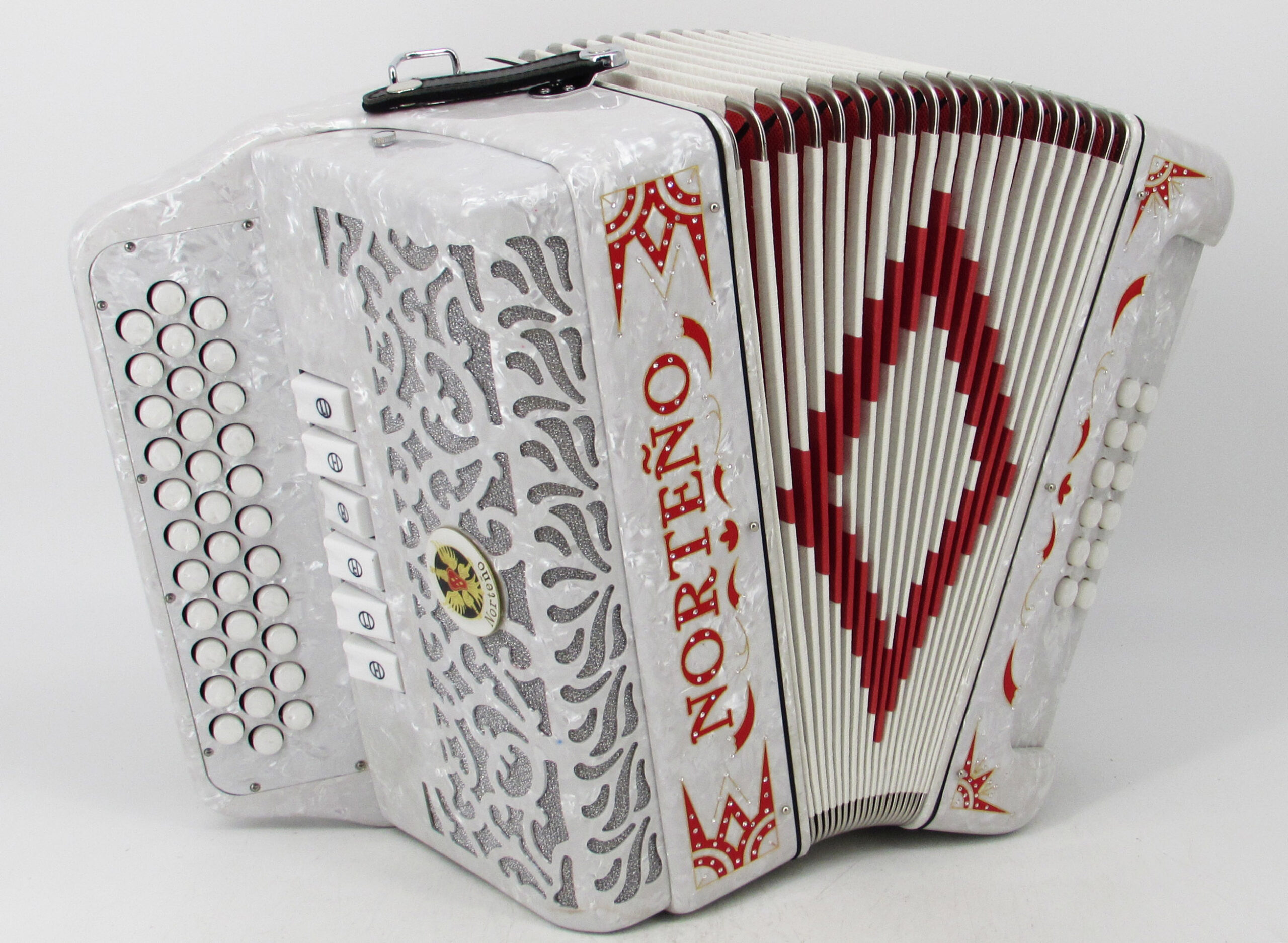 Acordeon Marca Norteño 2 Tonos Blanco/Euro Rojo