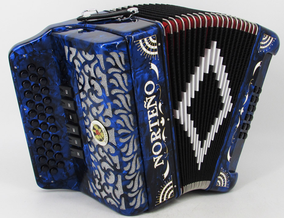 Acordeon Marca Norteño 2 Tono Azul/Sol Blanco