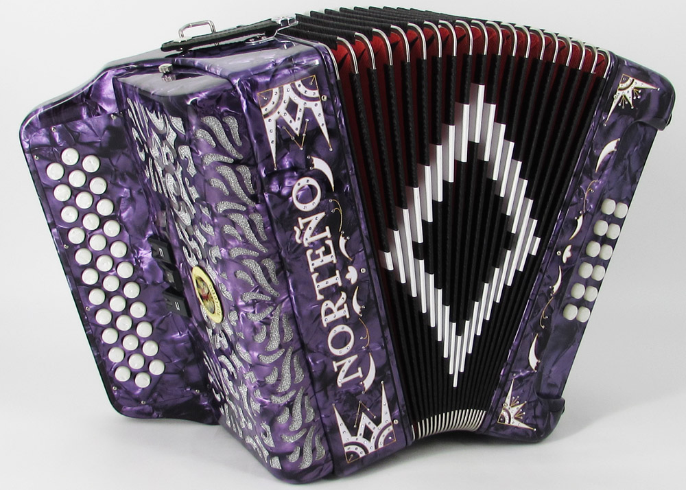 Norteño Brand Accordion 3 Registers Purple/White Euro