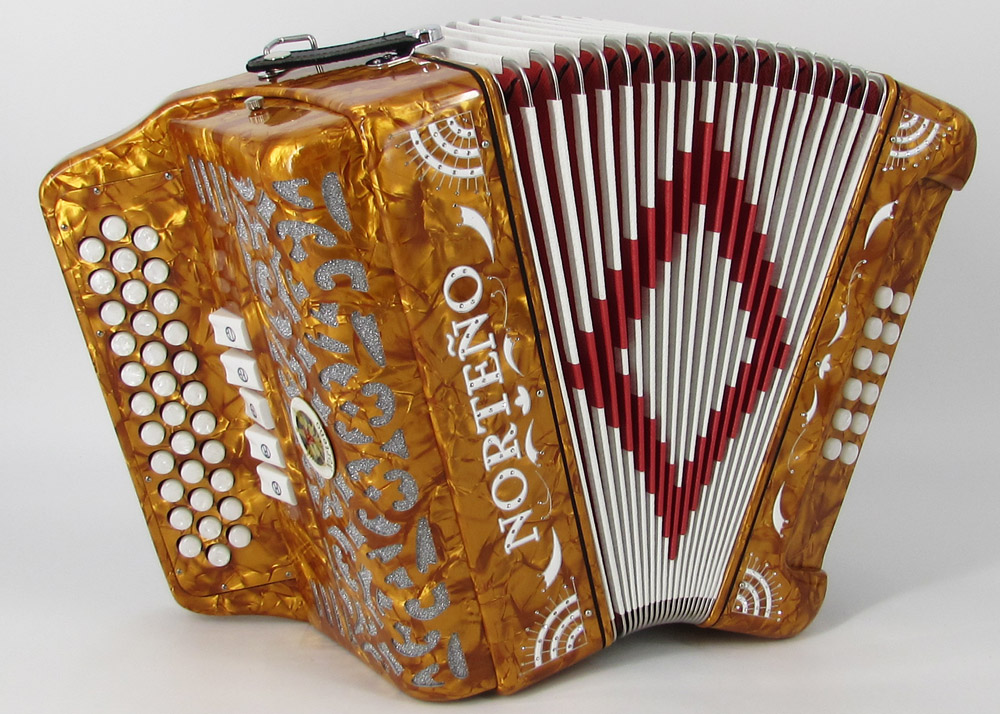 Acordeon Marca Norteño 5 Registros Color Oro/Sol Blanco