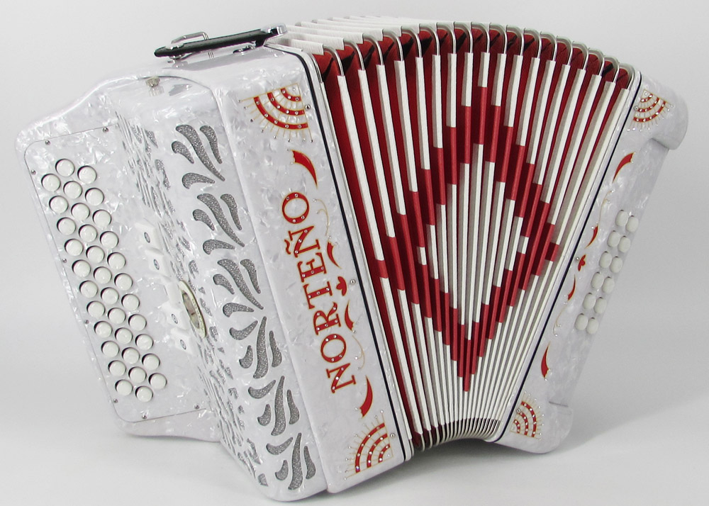 Acordeon Marca Norteño 5 Registros Blanco/Sol Rojo