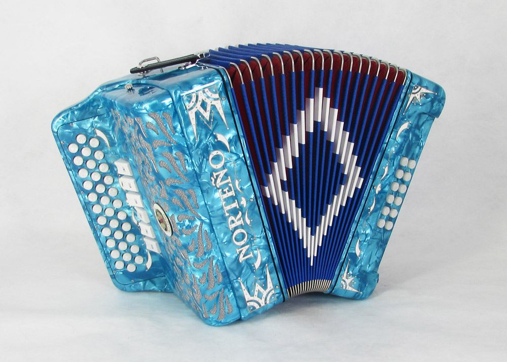 Acordeon Marca Norteño  2 Tonos Azul Celeste/Euro Blanco