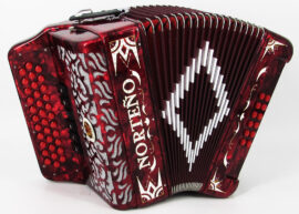 Acordeon Marca Norteño  2 Tonos Rojo/Euro Blanco