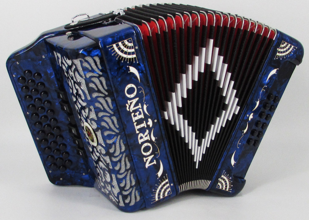 Acordeon Marca Norteño 2 Tonos Azul/Sol Blanco