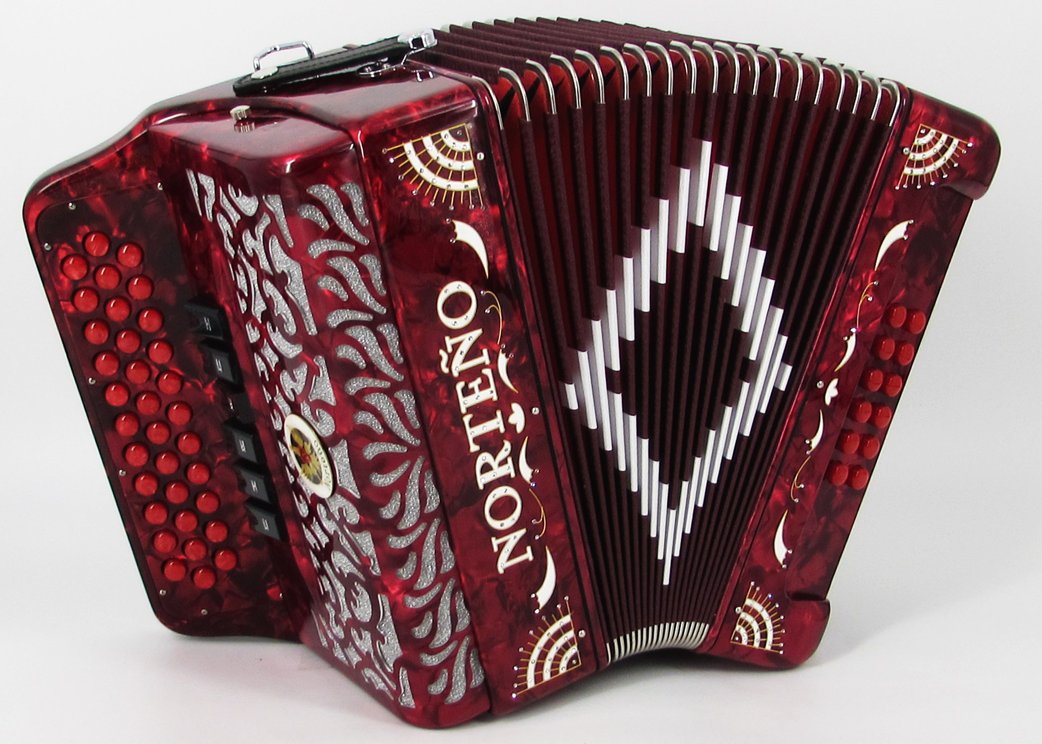Acordeon Marca Norteño  2 Tonos Rojo/Sol Blanco