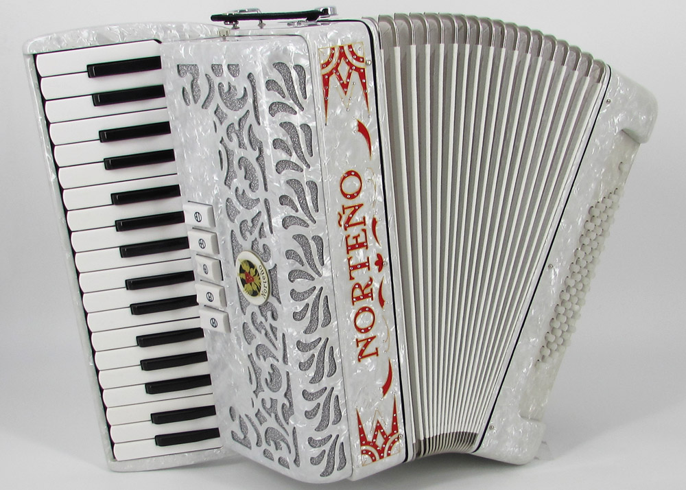 Acordeon Marca Norteño 34 Teclas 5 Registros Blanco Gabbanelli Accordions
