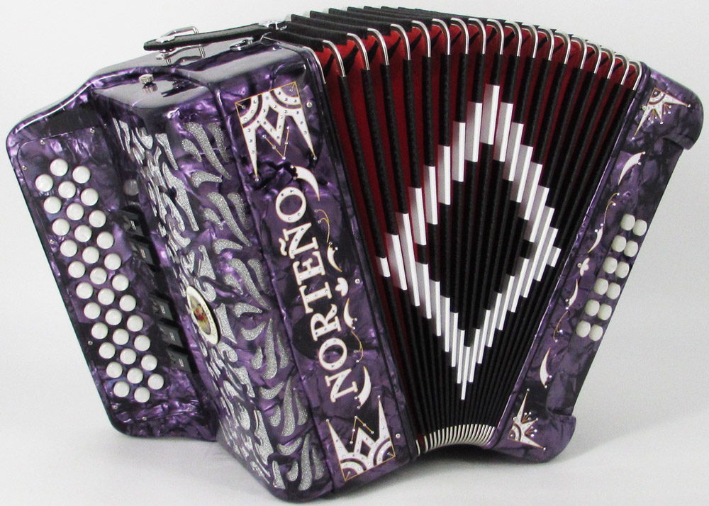 Acordeon Marca Norteño 2 Tonos Purpura/Euro Blanco