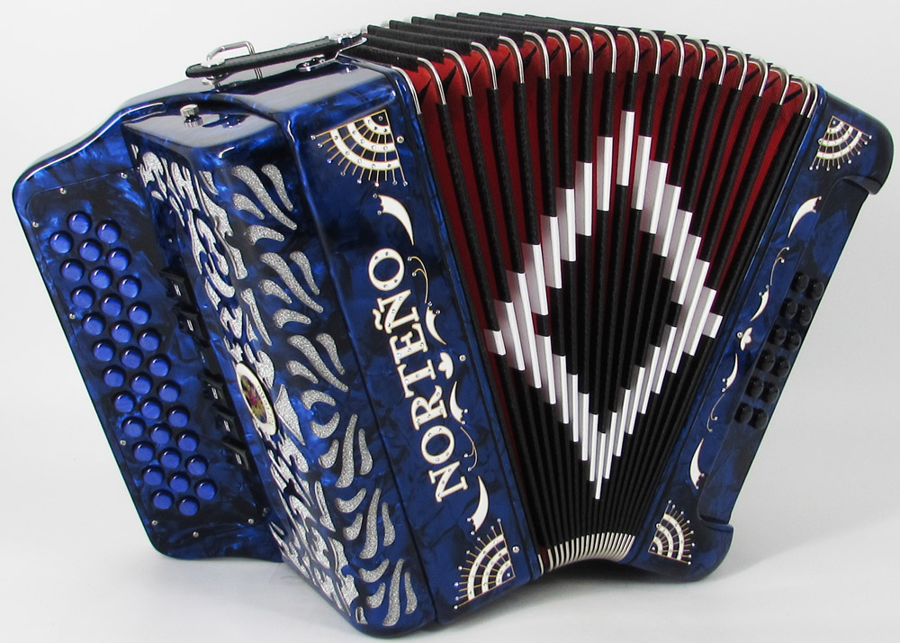 Acordeon Marca Norteño  2 Tonos Azul/Sol Blanco
