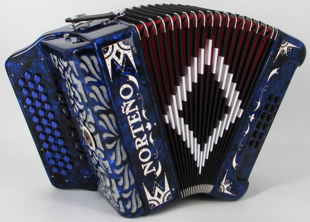Acordeon Marca Norteño  2 Tonos Azul/Euro Blanco