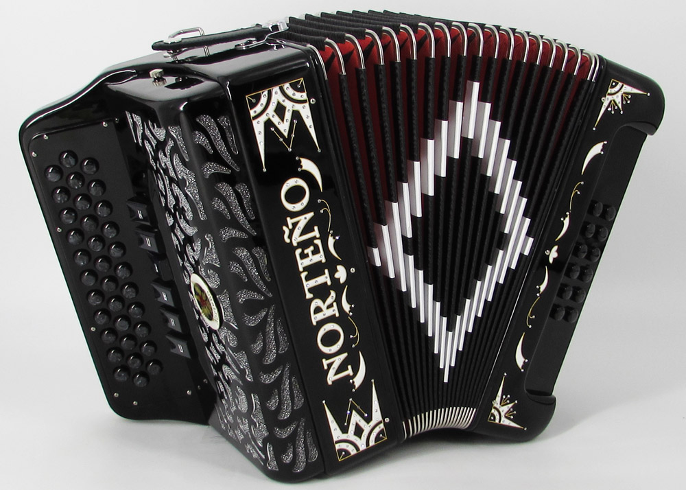 Acordeon Marca Norteño  2 Tonos Negro/Euro Blanco
