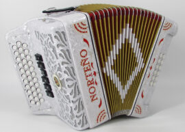 Acordeon Marca Norteño  2 Tonos Blanco/Sol Rojo