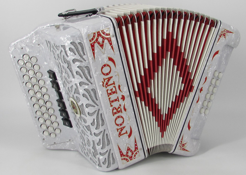 Acordeon Marca Norteño  2 Tonos Blanco/Euro Rojo