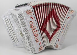 Norteño Brand Accordion 3 Registers White/Red Sun