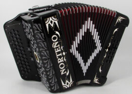 Norteño Brand Accordion 3 Registers Black/White Euro